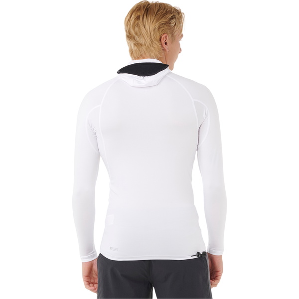 2026 Rip Curl Mens Search UPF Performance Hooded Long Sleeve Rash Vest 16IMRV - White